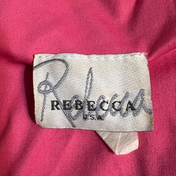 Vintage Rebecca USA Pink Glitter Maxi Evening Gown M – 90s Sparkle Spaghetti - Picture 5 of 11